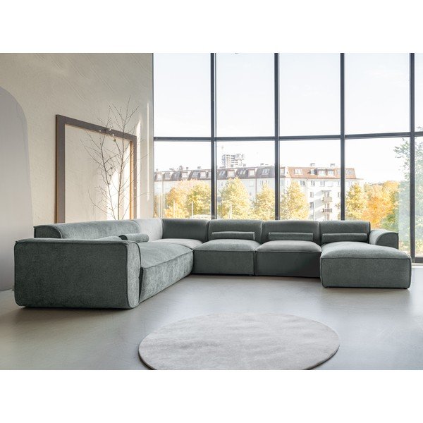 Kampinė sofa šviesiai žalios spalvos (su kairiuoju kampu/„U“ formos) Flex Felix – Miuform-image-1