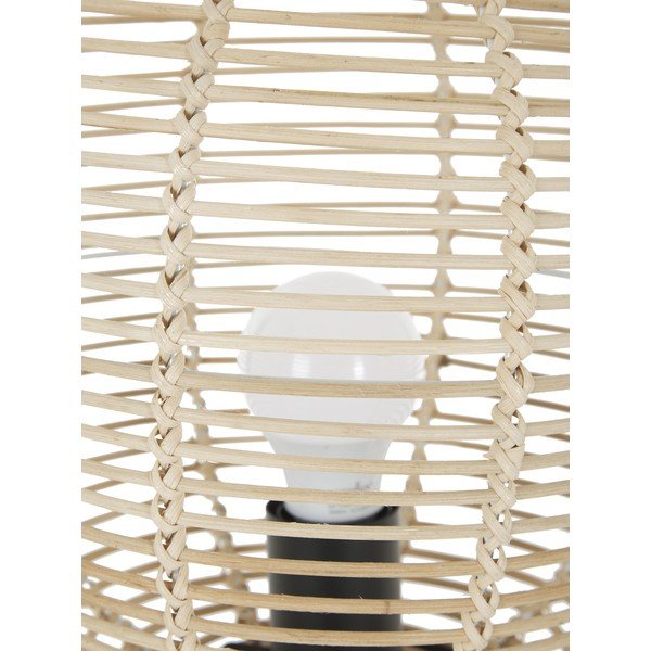 Juoda stalinė lempa su rotango gaubtu Westwing Collection Wasa, aukštis 38 cm-image-1