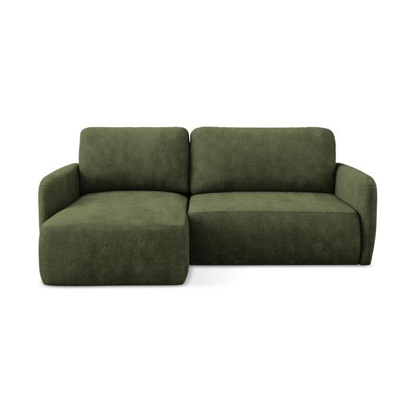 Žalios spalvos iš šenilinio audinio sulankstoma/su sandėliavimo vieta kampinė sofa (su kairiuoju kampu/su gultu) Lilo – Makamii