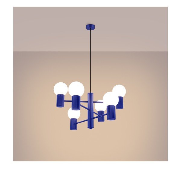 Mėlynos spalvos kabantis šviestuvas su stiklo gaubtu Orbital – Sollux-image-4