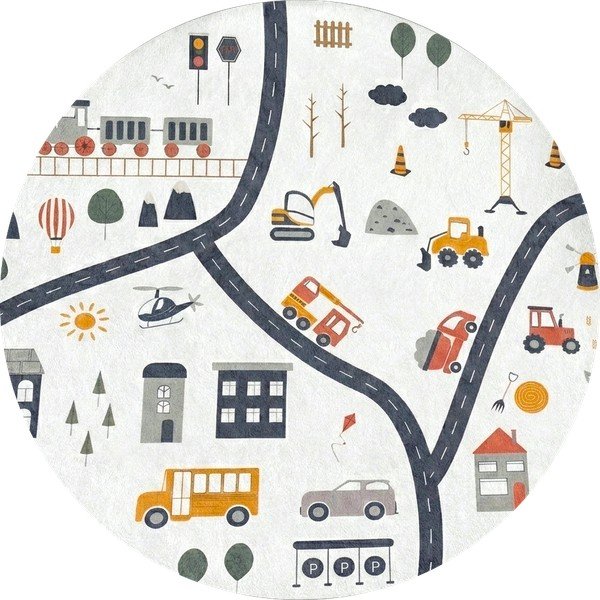 Skalbiamas vaikiškas žaidimų kilimas ø100 cm World Around Me – Mila Home