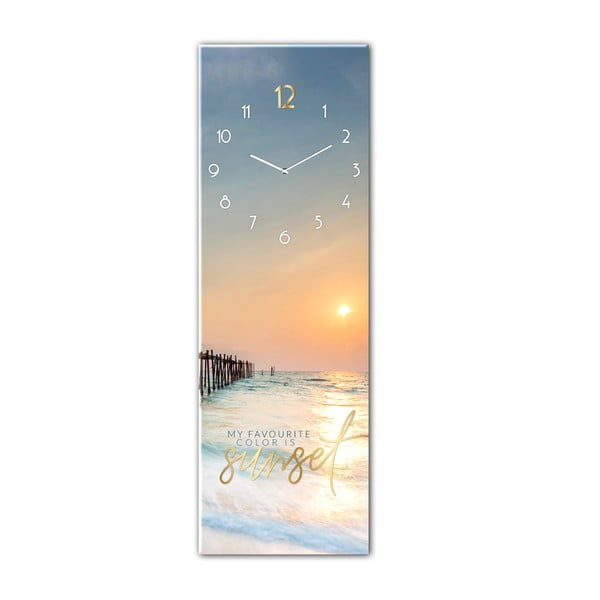 Stiklinis sieninis laikrodis Styler Sunset, 20 x 60 cm