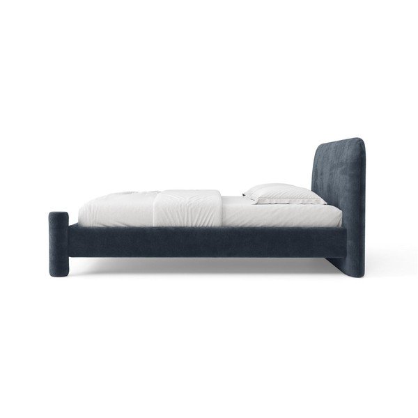 Tamsiai mėlynos spalvos dvigulė lova audiniu dengta su lovos grotelėmis 180x200 cm Vera – Micadoni -image-3