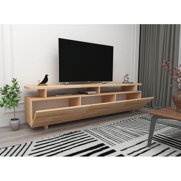 Natūralios spalvos pušies medienos TV staliukas 174x52 cm Natural - Kalune Design-image-2