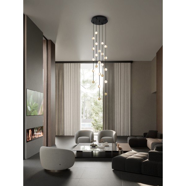 Matinės juodos spalvos iš aliuminio kabantis šviestuvas LED su pritemdymo funkcija ø 38 cm su gaubtu iš akrilo stiklo Alcinoe – Nova Luce-image-1