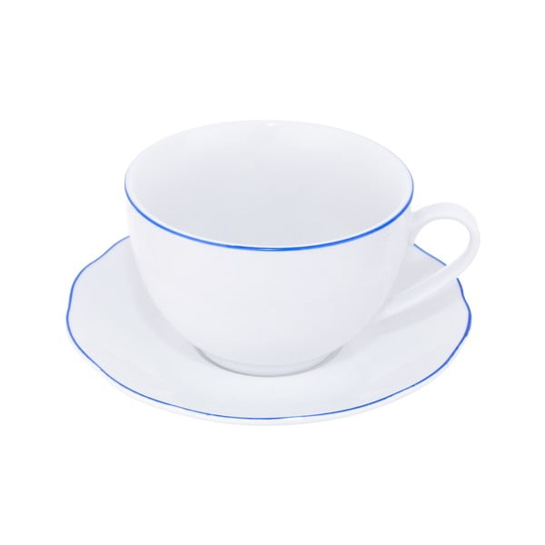 Baltas porcelianinis puodelis su lėkštele "Orion Blue Line", 280 ml