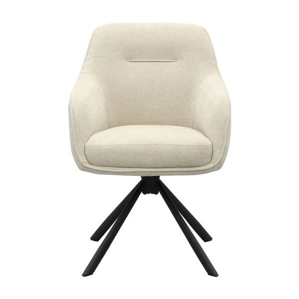 Kreminės spalvos iš audinio valgomojo kėdė su porankiais Avola – Unique Furniture-image-1