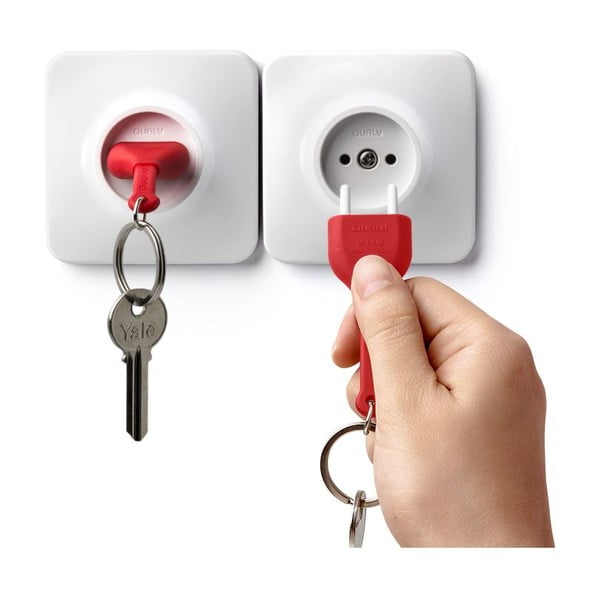 "Qualy Unplug" raktų pakabukas su raudonu raktų pakabuku