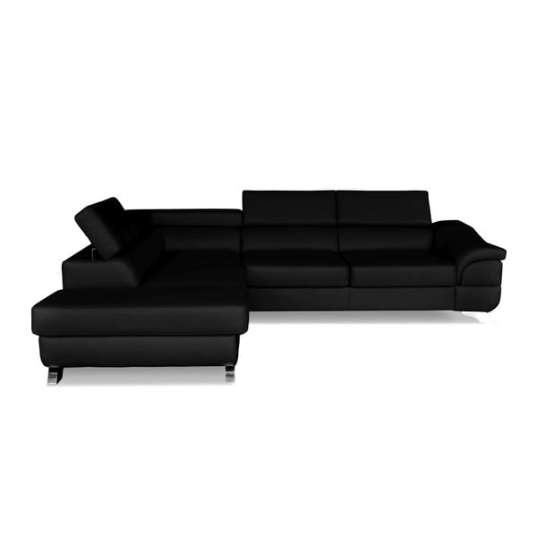 Juodos odos kampinė sofa-lova "Windsor & Co. Sofos "Omnikron", kairysis kampas