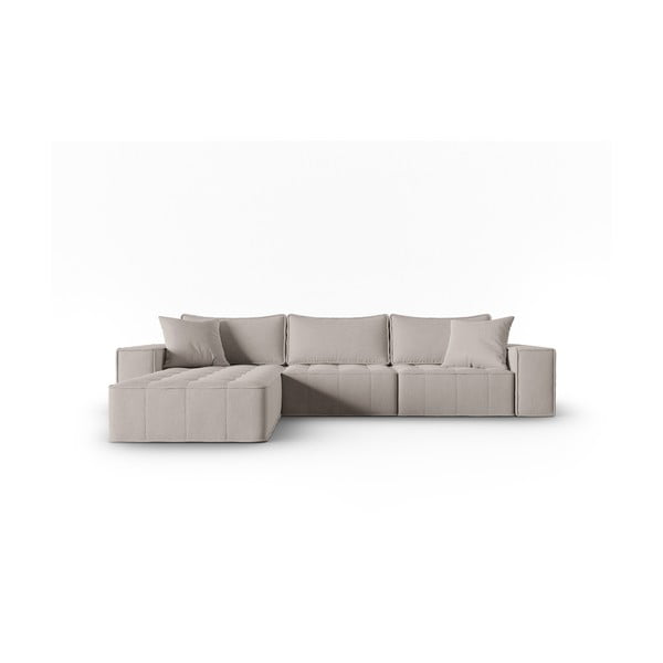 Kampinė sofa šviesiai pilkos spalvos (su kairiuoju kampu) Mike – Micadoni Home