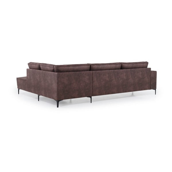 Iš dirbtinės odos kampinė sofa rudos spalvos (su dešiniuoju kampu) Copenhagen – Scandic-image-3