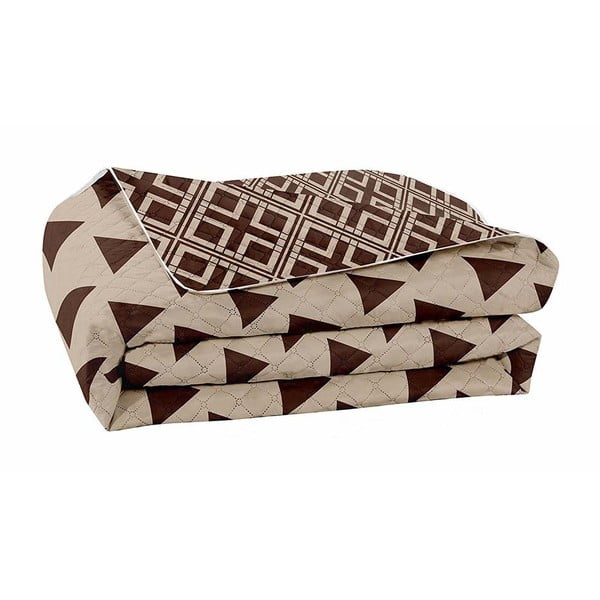 Ruda ir smėlio spalvos dvipusė mikropluošto lovatiesė DecoKing Hypnosis Triangles, 240 x 260 cm