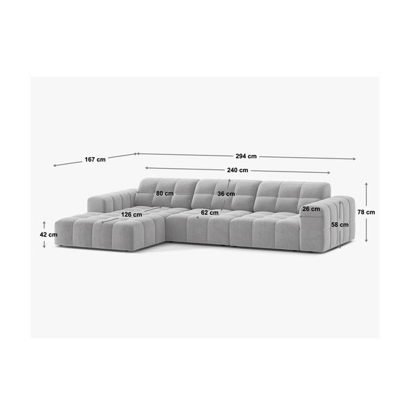 Kreminės spalvos kampinė sofa iš šenilinio audinio (su kairiuoju kampu/su gultu) Chicago – Cosmopolitan Design-image-4