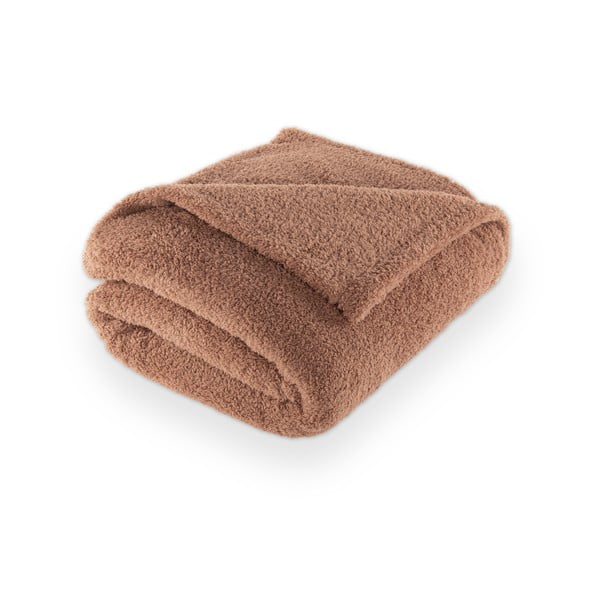 Rudos spalvos iš mikropliušo antklodė ir pledas 150x200 cm Cocoon – Tiseco Home Studio