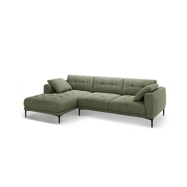 Žalios spalvos kampinė sofa (su kairiuoju kampu/su gultu) Bemy – Micadoni -image-1