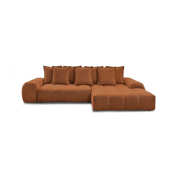 Terakotos spalvos iš šenilinio audinio sulankstoma/su sandėliavimo vieta kampinė sofa (su dešiniuoju kampu/su gultu) Everest – Bobochic Paris