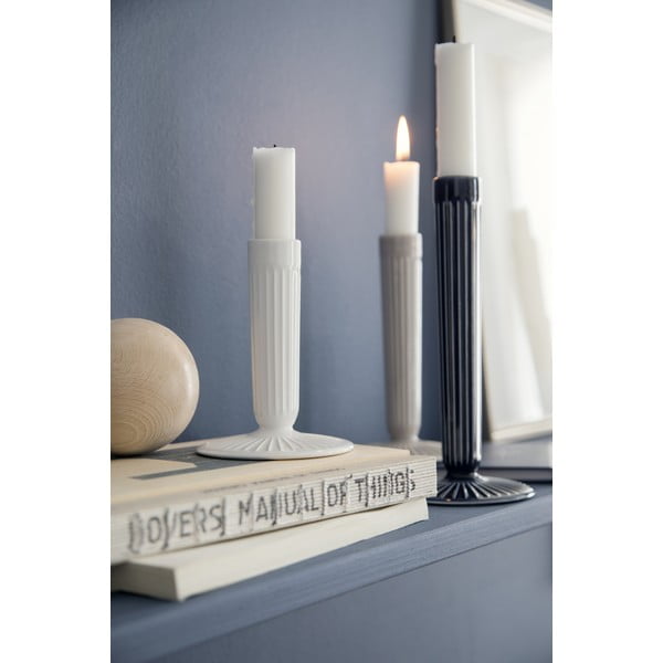 Baltos spalvos akmens masės žvakidė Kähler Design Hammershoi, 12 cm aukščio-image-1