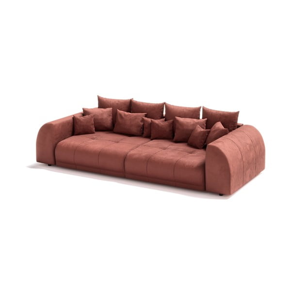 Raudonos plytų spalvos iš kordinio velveto sofa 310 cm Vanessa – Ropez