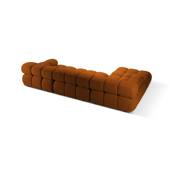 Terakotos spalvos modulinė kampinė sofa iš boucle (su kairiuoju kampu/su gultu) – Micadoni -image-1