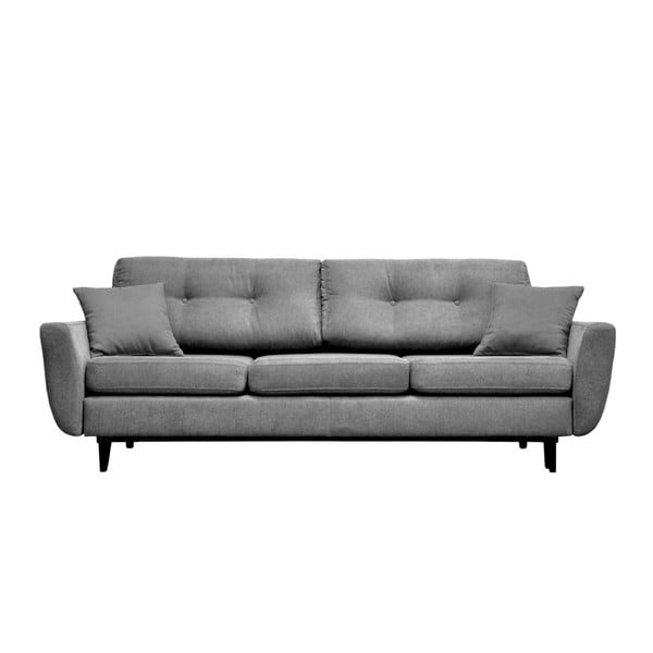 Pilka trijų vietų sofa-lova su juodomis kojomis Mazzini Sofas Jasmin