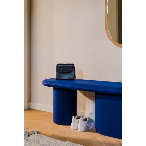 Mėlynos spalvos paminkštinto audinio suolas iš vilnos Rull – noo.ma-image-3