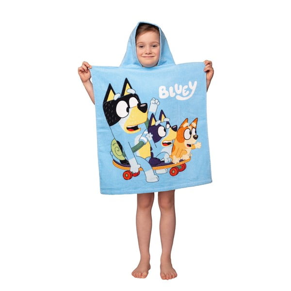 Mėlynos spalvos iš medvilnės vaikiškas pončas 3-8 metai Bluey Skate – Jerry Fabrics-image-1