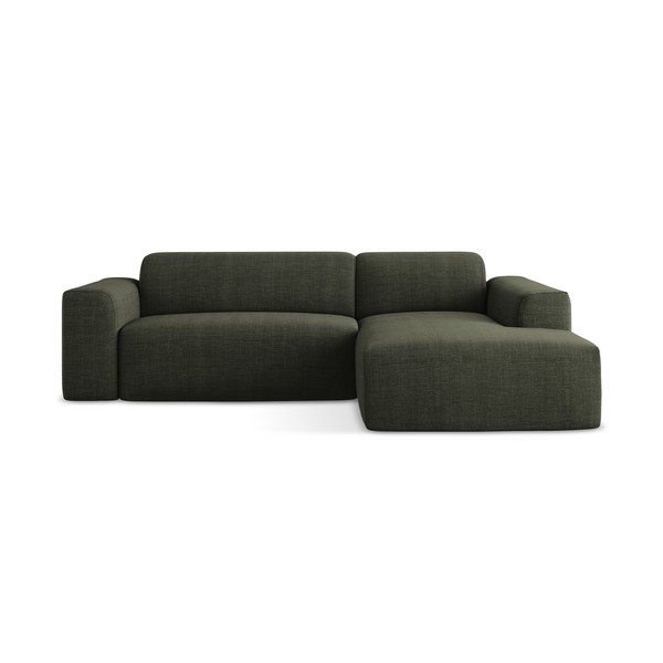 Žalios spalvos kampinė sofa (su dešiniuoju kampu/su gultu) Keli – Makamii