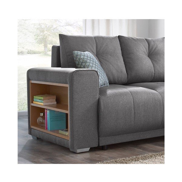 "Bobochic Paris Lisbona" pilka sofa-lova su porankiais, dešinysis kampas-image-1