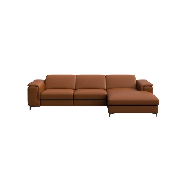 Kampinė sofa konjako rudos spalvos iš odos (su dešiniuoju kampu) Brito – MESONICA