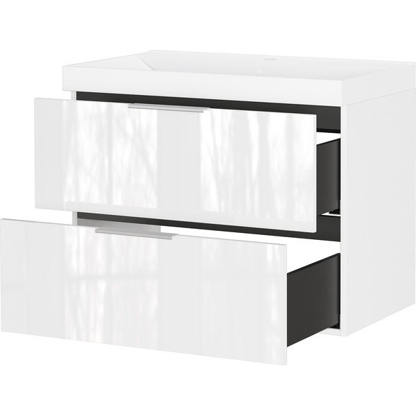 Baltos spalvos blizgus pakabinama spintelė po kriaukle 81x65 cm Celano – Germania-image-4