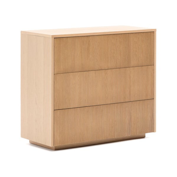 Natūralios spalvos šoninė spintelė iš ąžuolo 90x79x50 cm Helvine – Kave Home-image-2