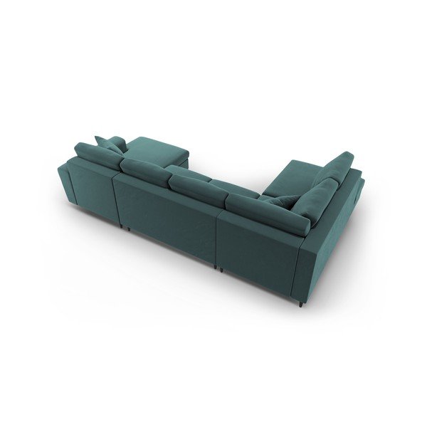 Smaragdinės spalvos iš velveto sulankstoma/su sandėliavimo vieta kampinė sofa (su kairiuoju kampu/„U“ formos) Kyoto – Cosmopolitan Design-image-4