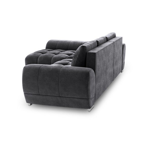 Tamsiai pilka kampinė sofa-lova su aksomo apmušalais Windsor & Co Sofas Nuage, kairysis kampas-image-4