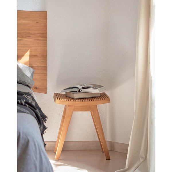 Natūralios spalvos iš tikmedžio masyvo taburetė Vicentina – Kave Home-image-2