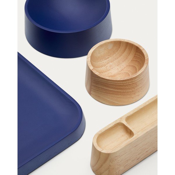 Skirta serviravimui tamsiai mėlynos spalvos/natūralios spalvos iš medienos maži dubenys 4 vnt. Bletz – Kave Home-image-4