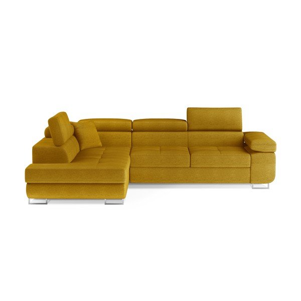 Geltonos spalvos sulankstoma/su sandėliavimo vieta kampinė sofa (su kairiuoju kampu/„L“ formos) Anton – ELTAP