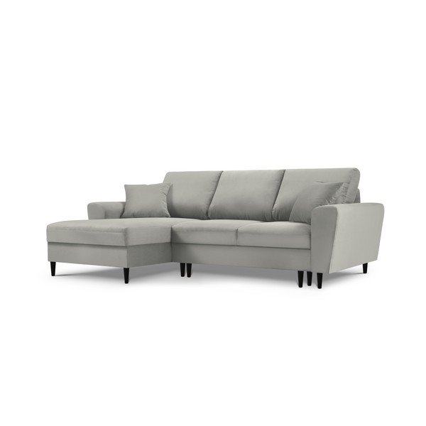 Šviesiai pilkos spalvos kampinė sofa Micadoni Home Moghan, kampas kairėje-image-3
