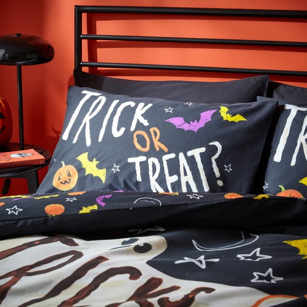 Juodos spalvos dvigulė patalynė 200x200 cm Halloween Trick or Treat – Catherine Lansfield-image-3