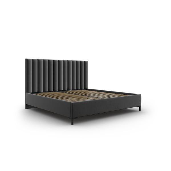 Dvigulė lova tamsiai pilkos spalvos audiniu dengta su sandėliavimo vieta su lovos grotelėmis 180x200 cm Casey – Mazzini Beds