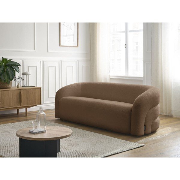 Rudos spalvos sofa iš boucle 193 cm Elina – Bobochic Paris-image-1