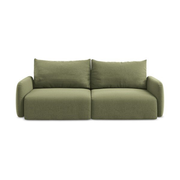 Žalios spalvos sulankstoma/su sandėliavimo vieta sofa iš velveto 238 cm Kalena – Makamii
