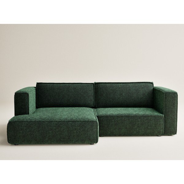 Tamsiai žalios spalvos sulankstoma/su sandėliavimo vieta kampinė sofa iš šenilinio audinio (su kairiuoju kampu/su gultu) Velto – Maison de Rêve-image-2