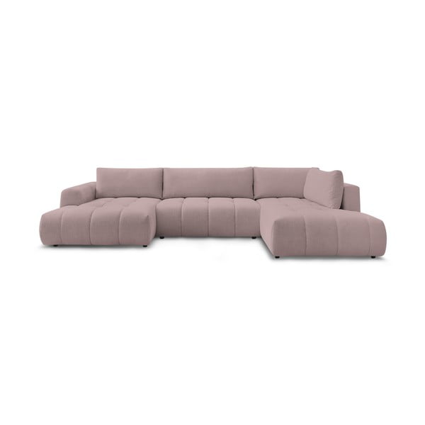 Rožinės spalvos sulankstoma/su sandėliavimo vieta kampinė sofa (su dešiniuoju kampu/„U“ formos) Fuji – Bobochic Paris