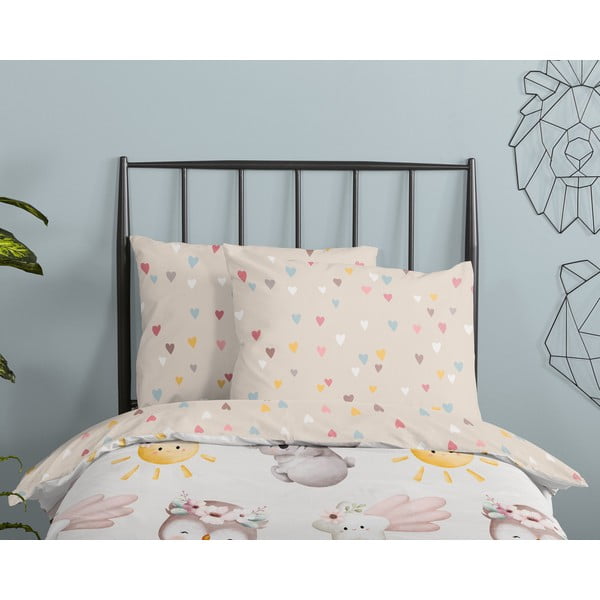 Rudos spalvos/smėlio spalvos iš medvilnės viengulė vaikiška patalynė 140x200 cm Hugs – Good Morning-image-2