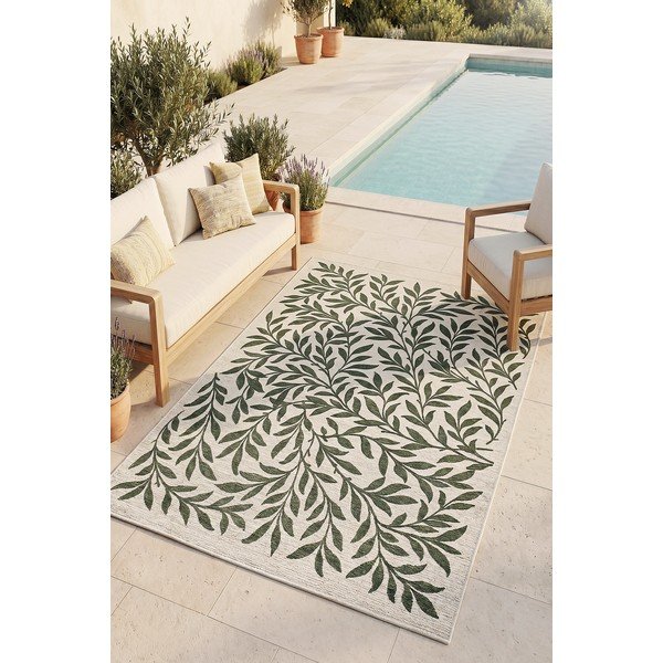 Žalios spalvos/kreminės spalvos lauko ir vidaus kilimas 200x290 cm Lua – Universal-image-1
