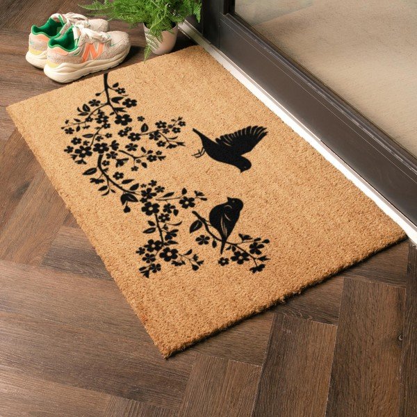 Iš kokoso pluošto grindų kilimėlis 60x90 cm Birds On a Tree – Artsy Doormats-image-1