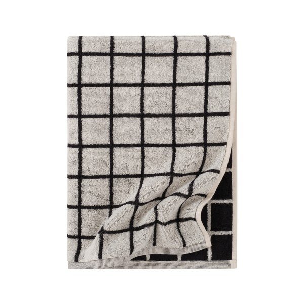 Juodos spalvos/smėlio spalvos iš medvilnės rankšluostis 50x70 cm Grid – Jotex