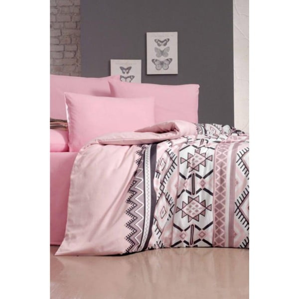 Patalynė viengulėlei lovai su paklode iš grynos medvilnės Klim Pink, 160 x 220 cm