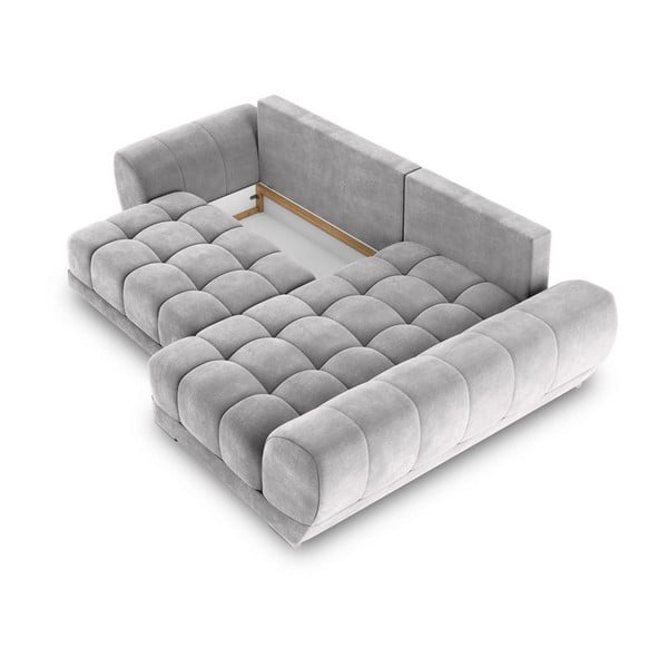 Šviesiai pilka kampinė sofa-lova su aksomo apmušalais Windsor & Co Sofas Nuage, dešinysis kampas-image-3