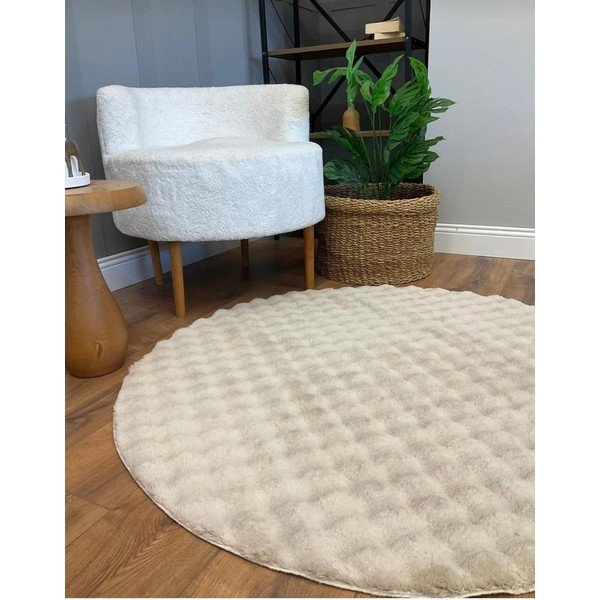 Skalbiamas apvalios formos kilimas smėlio spalvos ø 120 cm Bubble Cream – Mila Home-image-2